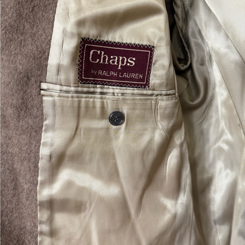 Vintage Chaps by Ralph Lauren Camel Hair Blazer W/ leather buttons approx size L - Picture 4 of 17